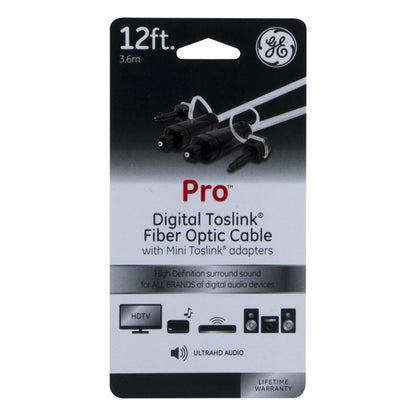 GE 12ft. Digital Toslink Cable, Silver
