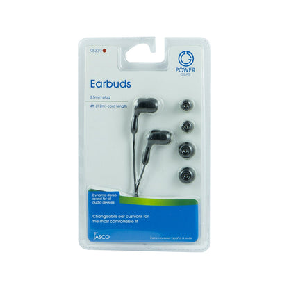 Power Gear In-Ear Earbuds with Replacement Silicone Earbud Tips, Black