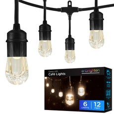Enbrighten Classic LED Cafe Lights, 6 Bulbs, 12ft. Black Cord
