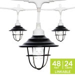 Enbrighten Light Bundle - Classic LED Cafe Lights (24 Bulbs, 48ft. White Cord) and 24 Oil-Rubbed Bronze Cage Light Shades