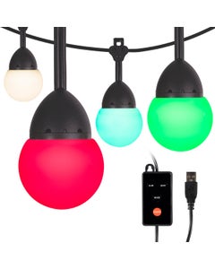 Enbrighten Bistro USB-Powered Color Changing LED Cafe Lights, 12 Bulbs, 12ft. Black Cord