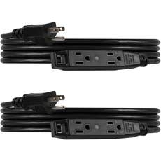 UltraPro 3-Outlet 9ft. Heavy Duty Indoor/Outdoor Extension Cord, 2 Pack, Black 