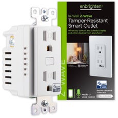 Enbrighten Z-Wave In-Wall Tamper-Resistant Smart Outlet, White
