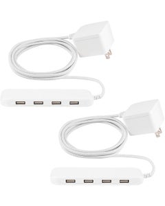 GE UltraPro 6ft. 4-USB Power Strip with Braided Cord, White
