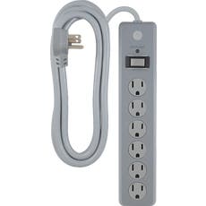 GE 6-Outlet 10ft. Surge Protector with Twist-to-Close Safety Outlets, Gray