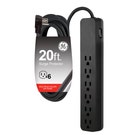 GE 6-Outlet Surge Protector 20ft. Braided Cord, Black