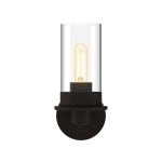 Enbrighten Sconce Light with LED Vintage Bulb, Matte Black