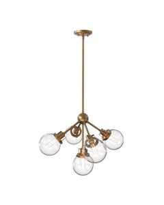 Enbrighten 5-Head Chandelier with LED Vintage Bulbs, Gold