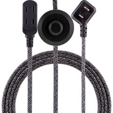 GE 3-Outlet 9ft. Braided Extension Cord with Footswitch, Black/White