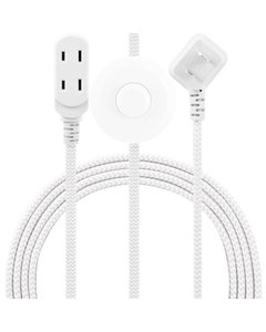 GE 3-Outlet 9ft. Braided Extension Cord with Footswitch, White