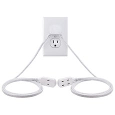 GE 3-Outlet 6ft. Dual Split Braided Extension Cord, White