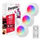 Energizer Battery Operated Color-Changing Dimmable LED Puck Light with Remote, 3 Pack, White
