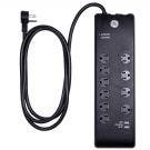 GE 10-Outlet 2-USB 6ft. Surge Protector With Twist-To-Close Safety Covers, Black