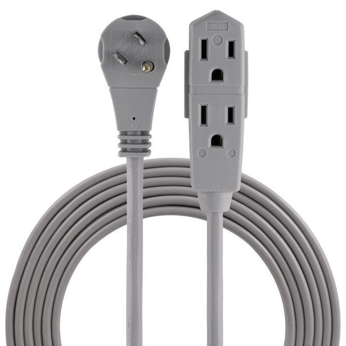 16-AWG UL Listed Indoor Flat Angled 3-Prong Plug 8 feet Extension Cord 3-Outlet 2 Pack | Black 