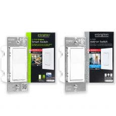 Enbrighten Z-Wave In-Wall Smart Switch With QuickFit™ And SimpleWire™ and Enbrighten Add-On Switch With QuickFit™ And SimpleWire™, White/Almond