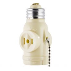 Power Gear 2-Outlet Socket Adapter with Pull Chain, Ivory