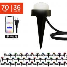 Enbrighten WiFi Seasons Mini Color-Changing LED Smart Landscape Lights, 36 Lights, 70ft. Black Cord