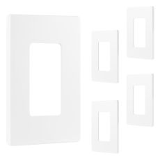 Power Gear Single Screwless Rocker Light Switch Wall Plate, 5 Pack, White