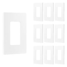 Power Gear Single Screwless Rocker Light Switch Wall Plate, 10 Pack, White