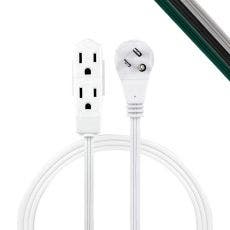 GE 3-Outlet 3ft. Extension Cord  with Right-Angle Plug, White