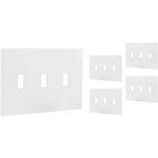 Power Gear Triple Toggle Screwless Wall Plate, White, 5 Pack