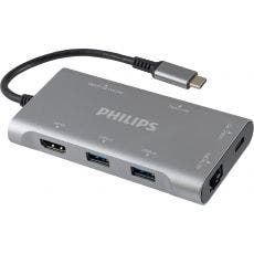 Philips Elite USB-C Multiport Hub with Power Pass-Through, Silver