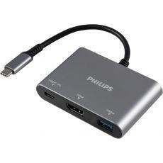 Philips USB-C 3-in-1 Multiport Hub With Power Pass-Through, Silver