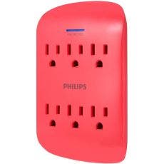 Philips 6-Outlet Wall Tap with Surge Protection, Coral