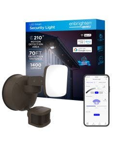 Enbrighten Outdoor Single-Head Motion-Sensing WiFi LED Security Light, Bronze