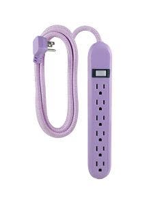 Cordinate 6-Outlet 10ft. Braided Extension Cord with Surge Protection, Lavender
