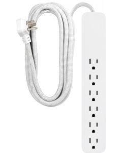 GE 6-Outlet 10ft. Surge Protector with Braided Cord, White