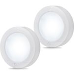 GE Battery Operated Touch Activated LED Puck Lights, 2 Pack, White