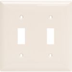 Power Gear Double Toggle Light Switch Oversized Wall Plate, Light Almond