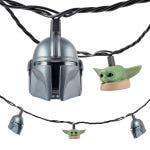 Star Wars The Mandalorian The Child and The Bounty Hunter's Helmet LED String Lights, 10 Bulbs, 10ft. Black Cord
