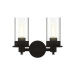 Enbrighten 2-Head Vanity Light with LED Vintage Bulbs, Matte Black