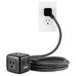 Philips 3-Outlet 2-USB 10ft. Braided Extension Cord with Rubberized Cube, Black