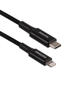 Phillips 3ft. USB-C to Lightning Braided Charging Cable, Black