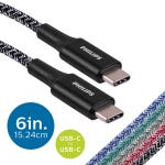 Philips 6in. USB-C to USB-C Braided Charging Cable, Black