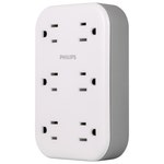 Philips 6-Outlet Wall Tap with Surge Protection and Adapter Spaced Outlets, White 
